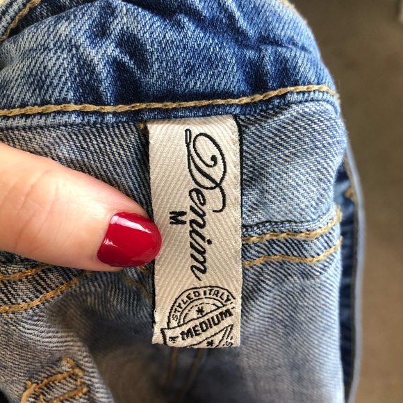 Denim Studded Distressed Cutoff Jean Shorts - Picture 6 of 8